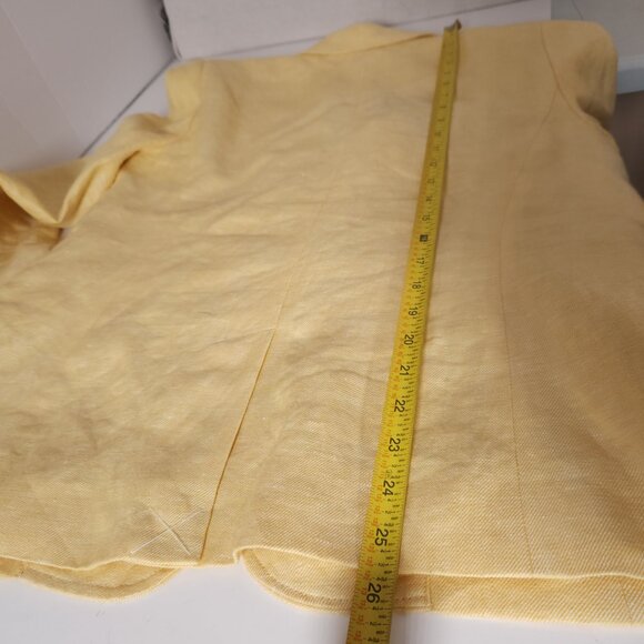 Talbots Womens Petite Linen Blazer 12P Yellow Lined Office Career Spring - Picture 4 of 15